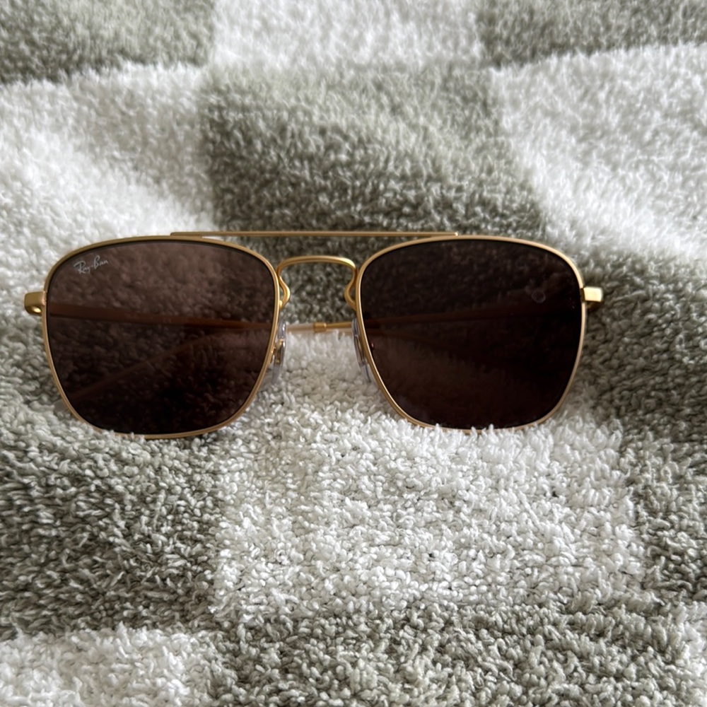 Ray-Ban Gold and Brown Sunglasses